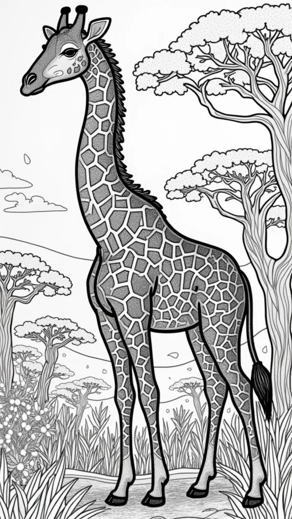 giraffe coloring pages for adults